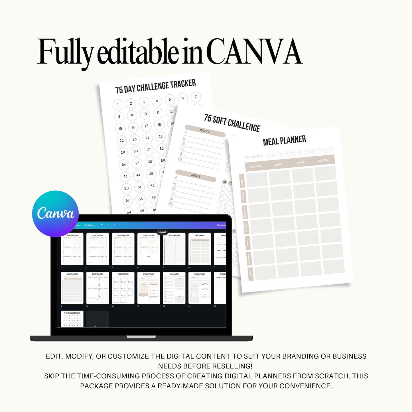 75 Soft Challenge Planner workout and meal log