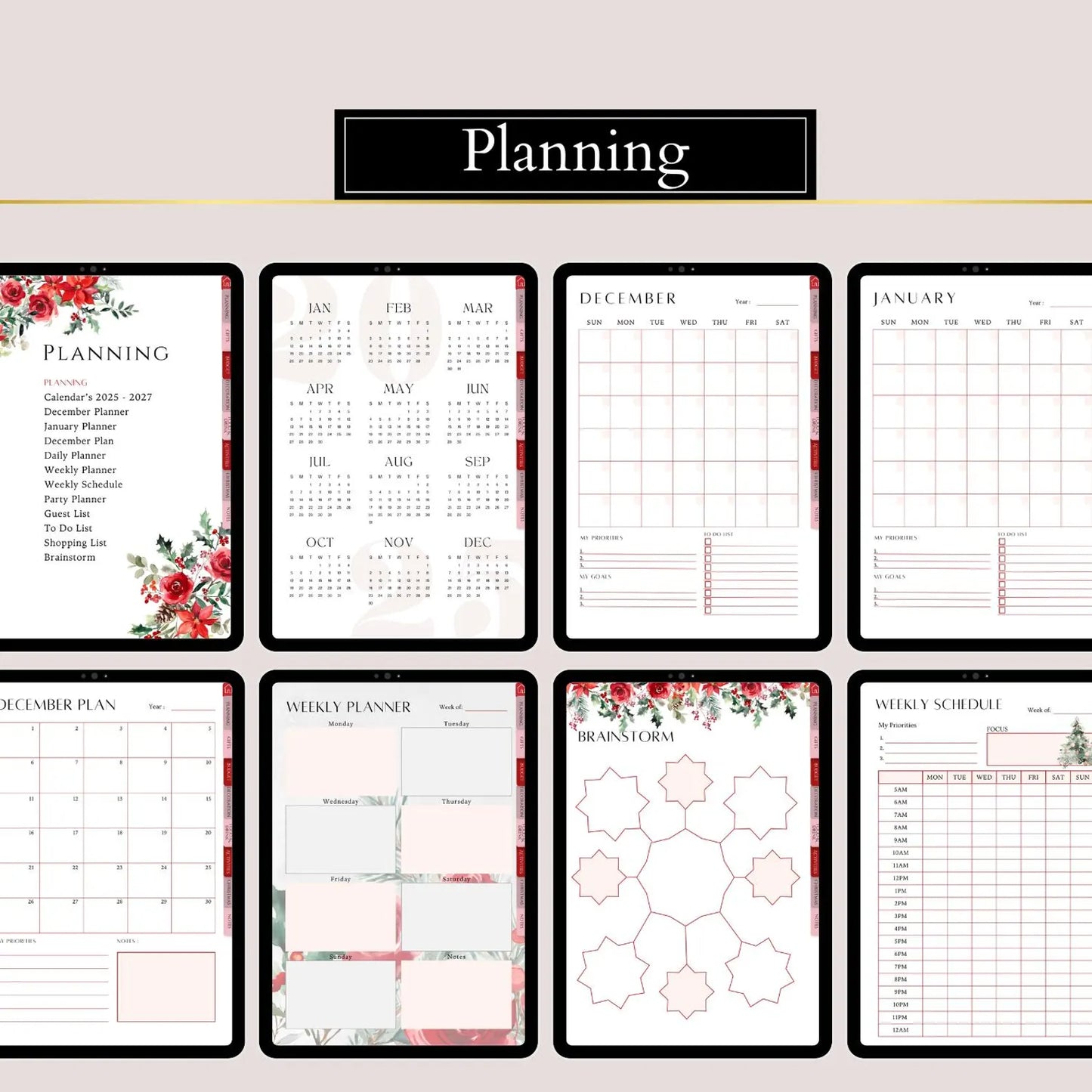 Christmas Planner holiday meal planning pages