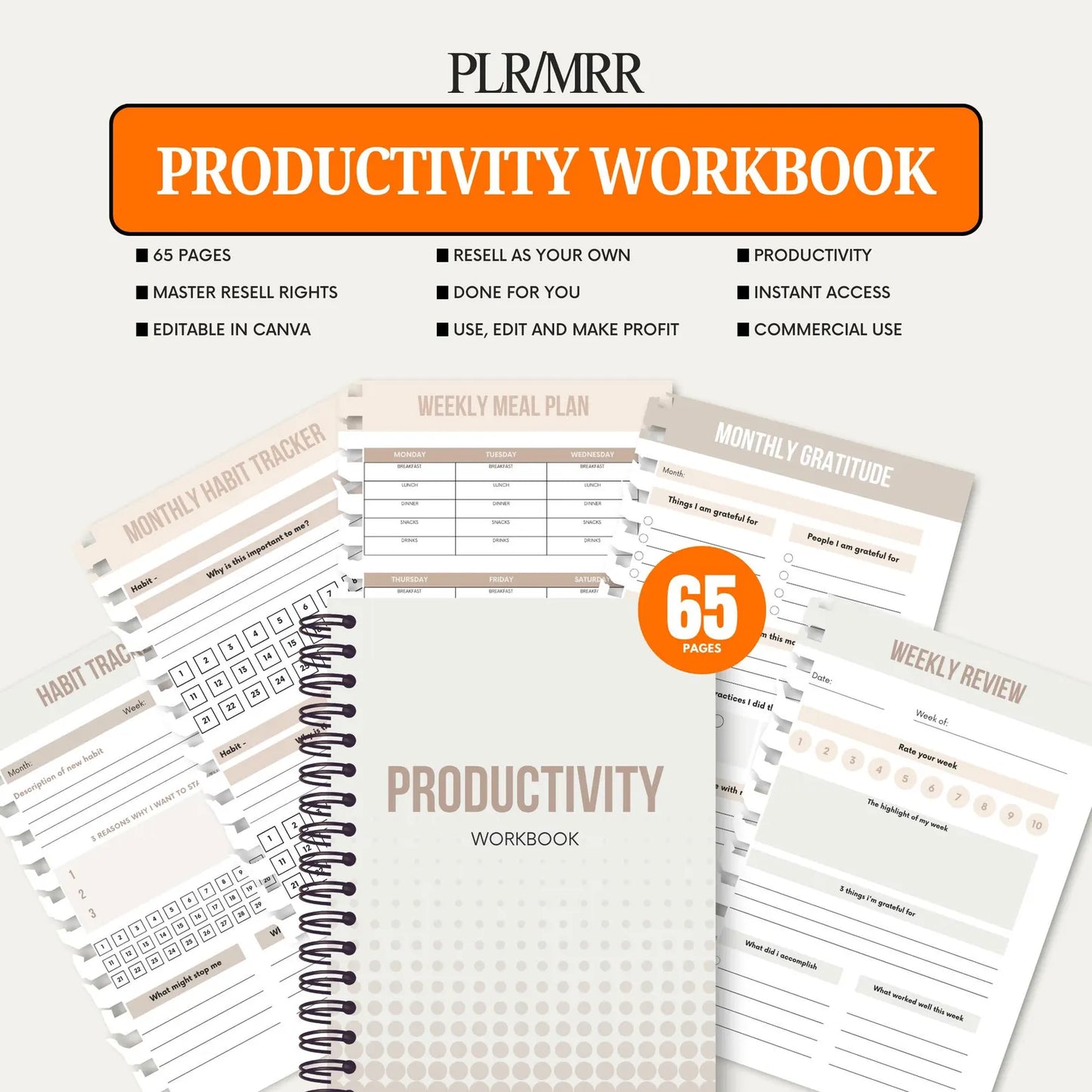 Productivity Workbook cover design